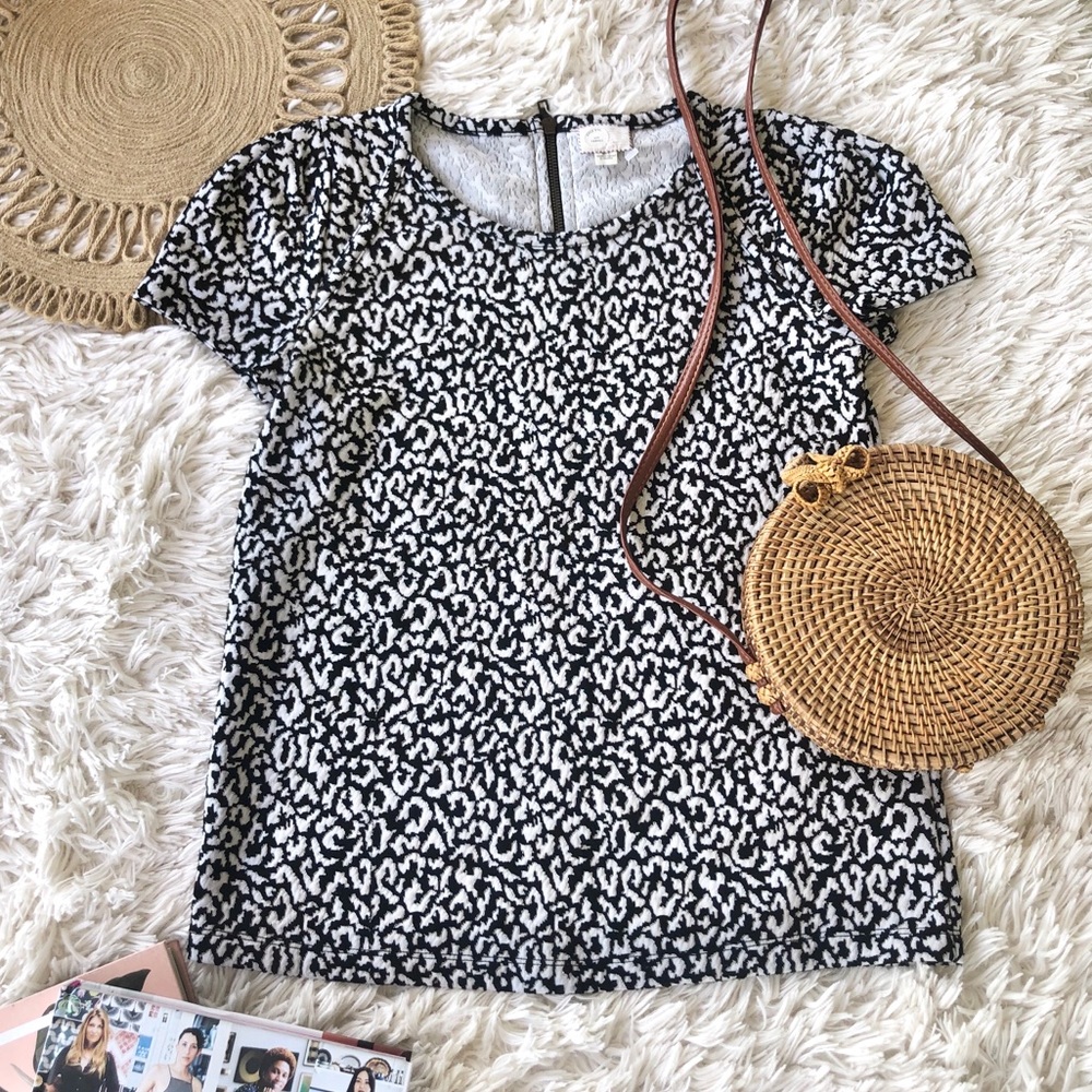 Anthropologie Postmark Textured Animal Print Top